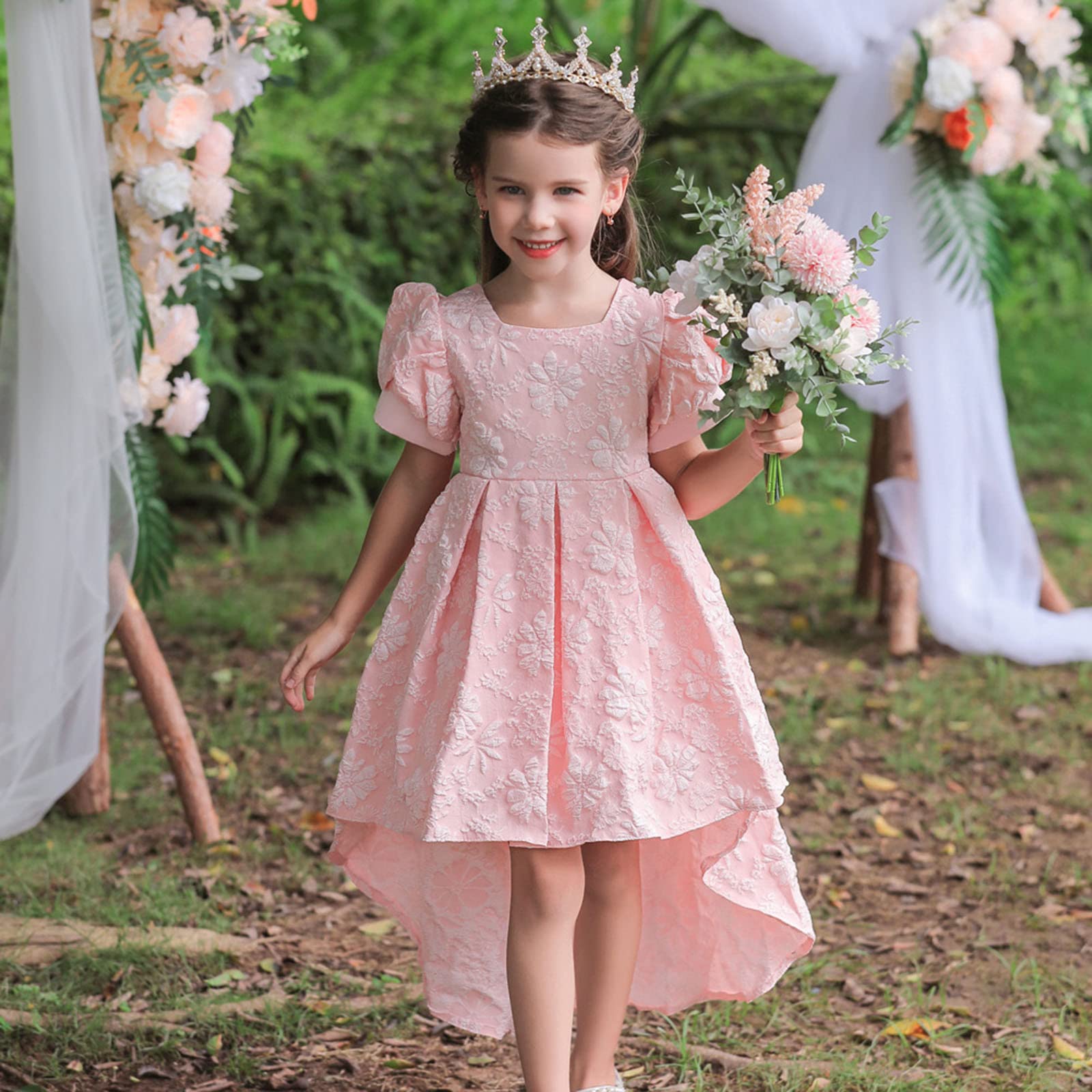 Vestido Verano NiñA,Vestido De NiñAs PequeñAs Vestido De Princesa De Manga Corta Vestido De Flores Vestido De Boda para NiñOs Ropa De Moda