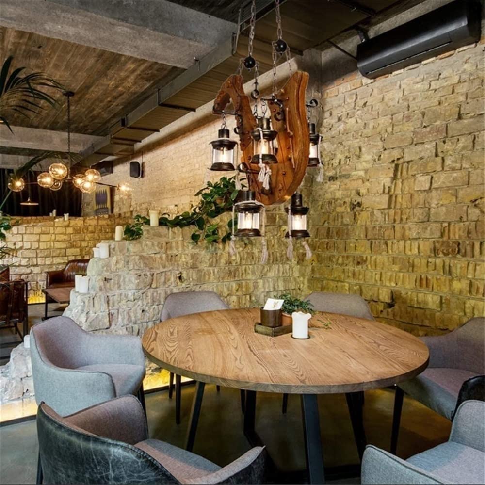 Lampa wisząca z drewna saksofonowego z 4 światłami
