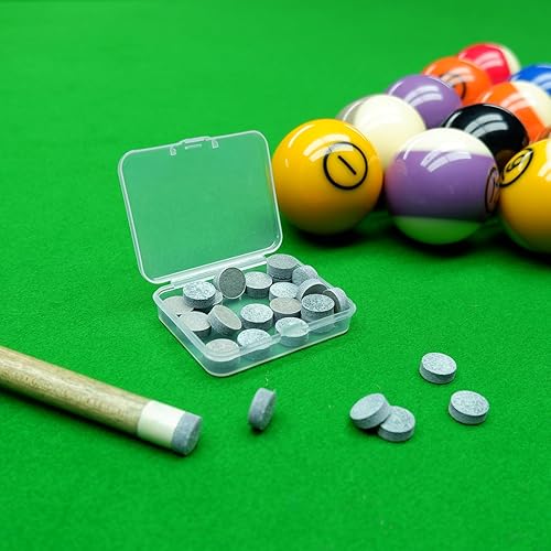 Miniatura 6 de Juego de 25 puntas de repuesto para taco de billar de 0.51 pulgadas, kit de repuesto de puntas de taco de billar, puntas de palo de piscina con caja