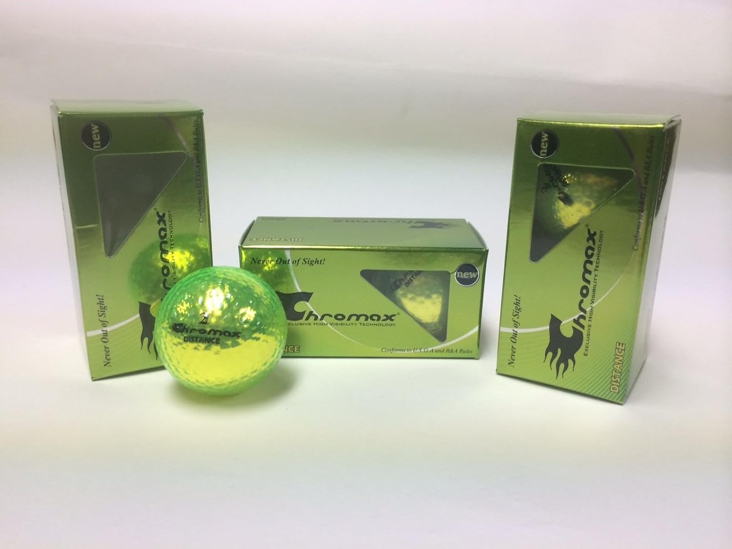 Chromax Distance Metallic Green 6 Golf Balls, New, 90