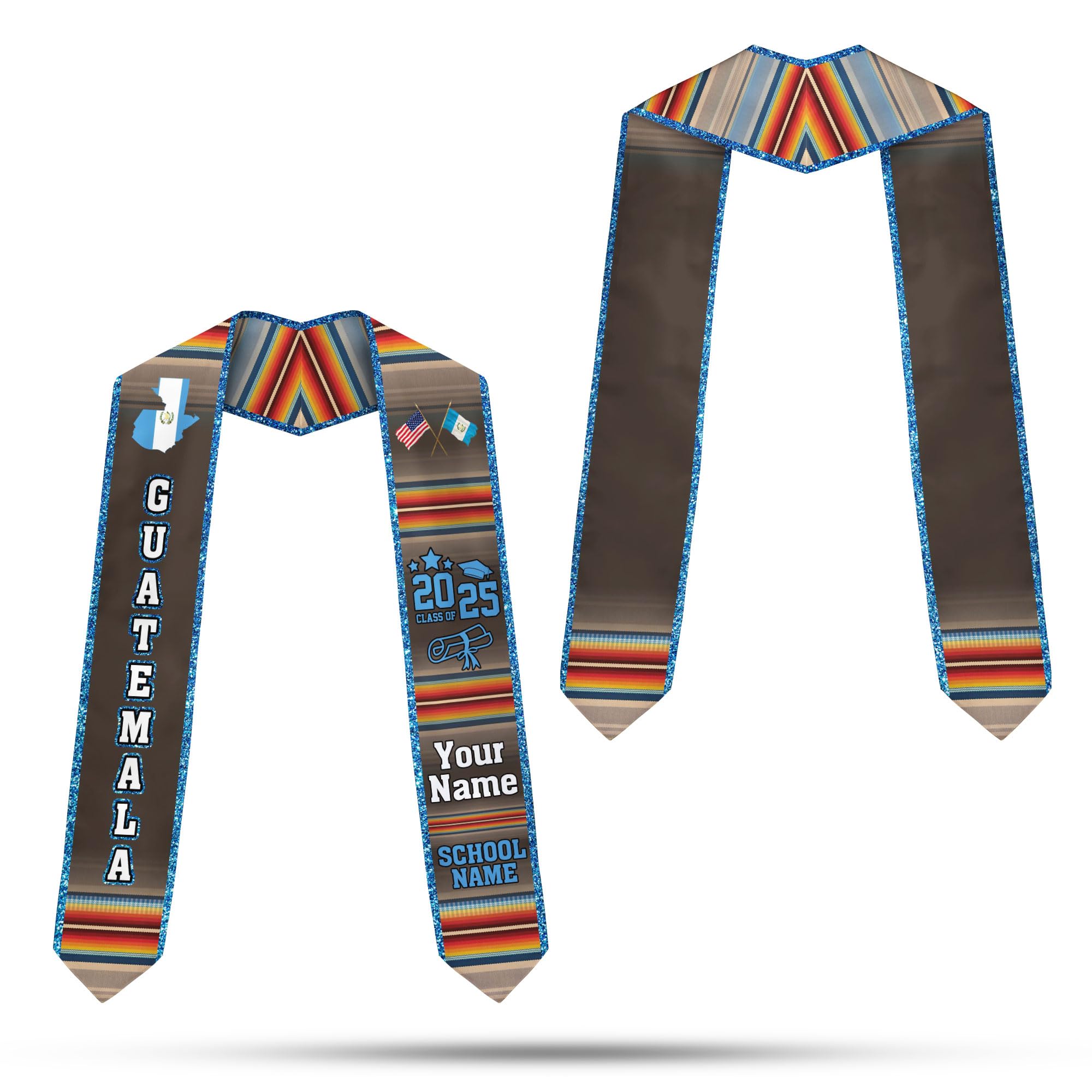 MonkeyVan Personalized Guatemalan Graduation Sash 2025,Custom Guatemala Flag Stole,Guatemala Graduation Stole Class of 2025 S188