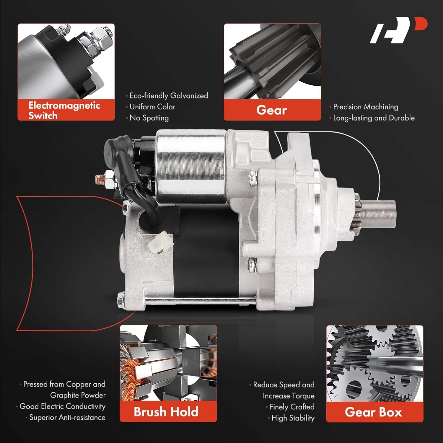 A-Premium Starter Motor Compatible with Honda Civic 1996-1997, Civic del Sol 1996-1997 & Acura EL 1997, L4 1.6L, Manual Transmission Only, 12V 1.0KW 9-Teeth Clockwise, Replace# 31200P2C004