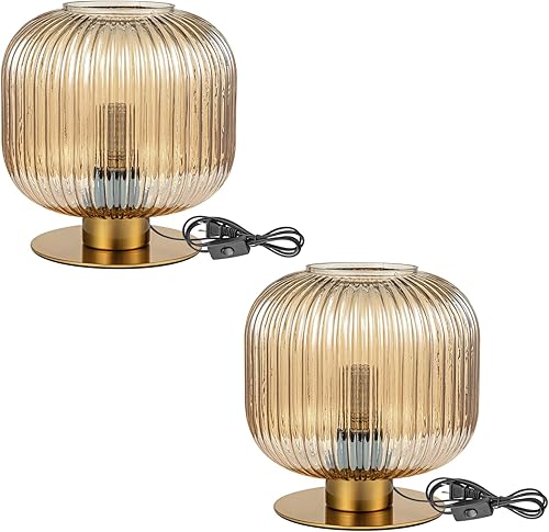 Miniatura 11 de Lámpara pequeña de mesita de noche, lámpara de mesa de cristal de leche, lámpara vintage dorada para mesita de noche, lámparas modernas de mediados