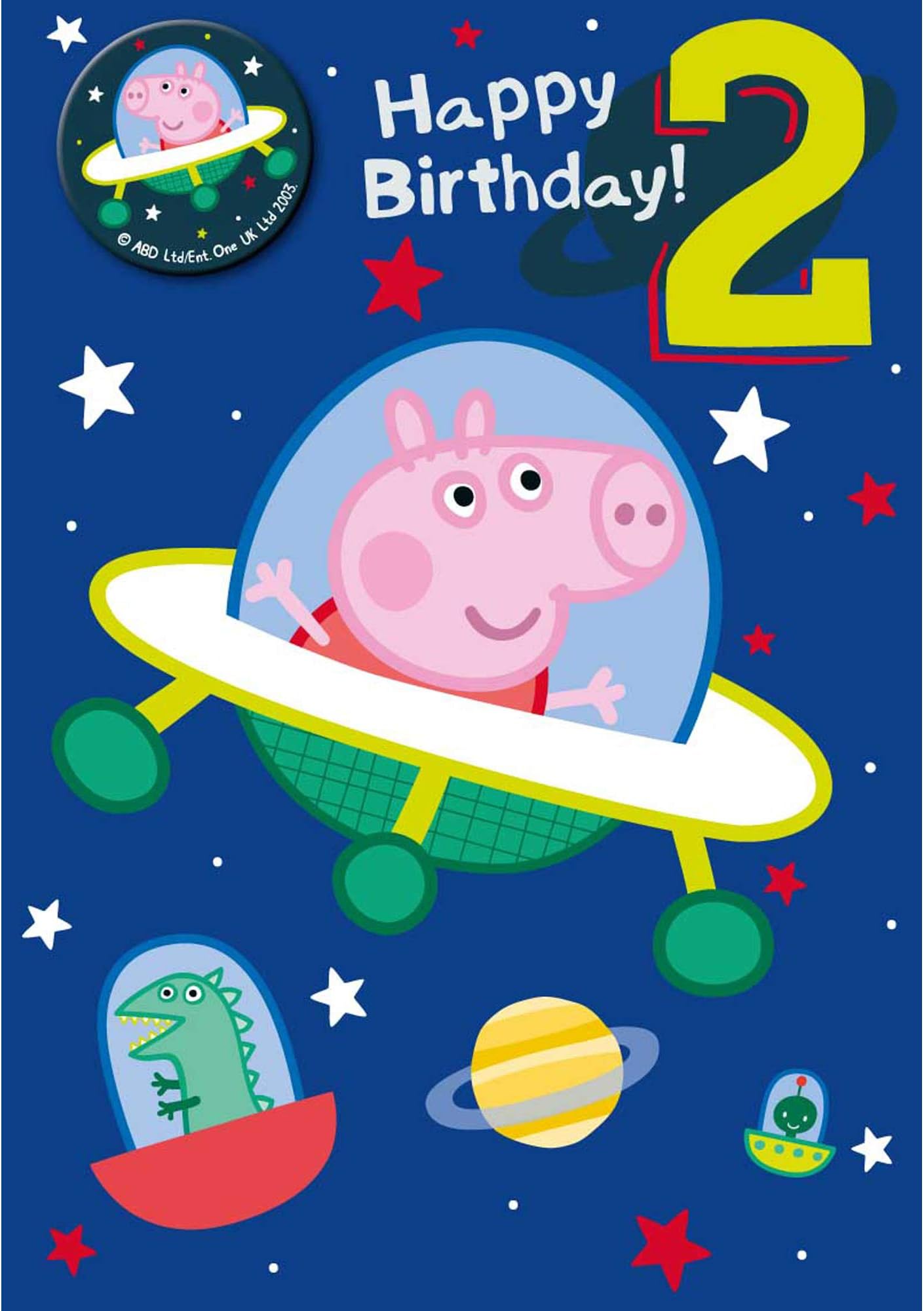 Official Peppa Pig Age 2 Birthday Card - Birthday Badge Card - George Pig
