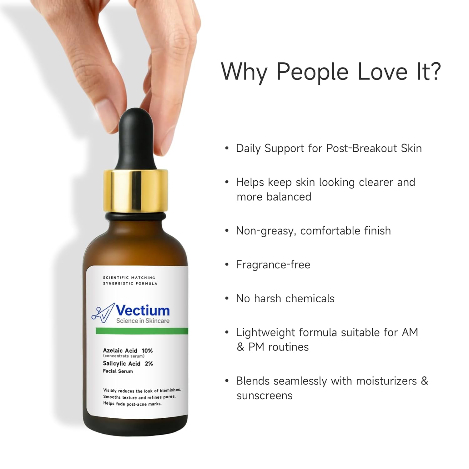 Azelaic Acid 10% + Salicylic Acid 2% Facial Serum for Oily & Blemish-Prone Skin, Daily Post-Breakout Care, Lightweight Serum, 30ml (1 Fl Oz) - Image 4