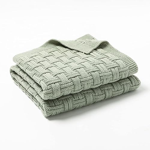 Miniatura 41 de Lawkul Mantas de ganchillo para bebé, manta de punto gofre celular para recién nacido, manta de punto trenzado para niños y niñas, tamaño 40 x 30