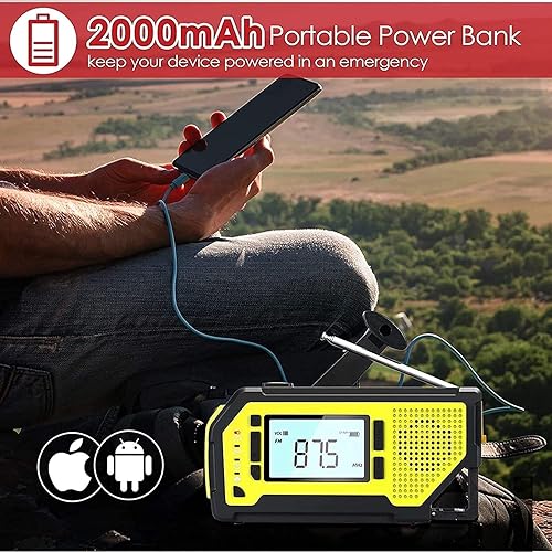 Miniatura 3 de Digital Radio Internet WiFi 2000mAh Emergency Weather Alert Radio Hand Crank Solar Weather Radio with AM FM SOS Alarm Cell Phon