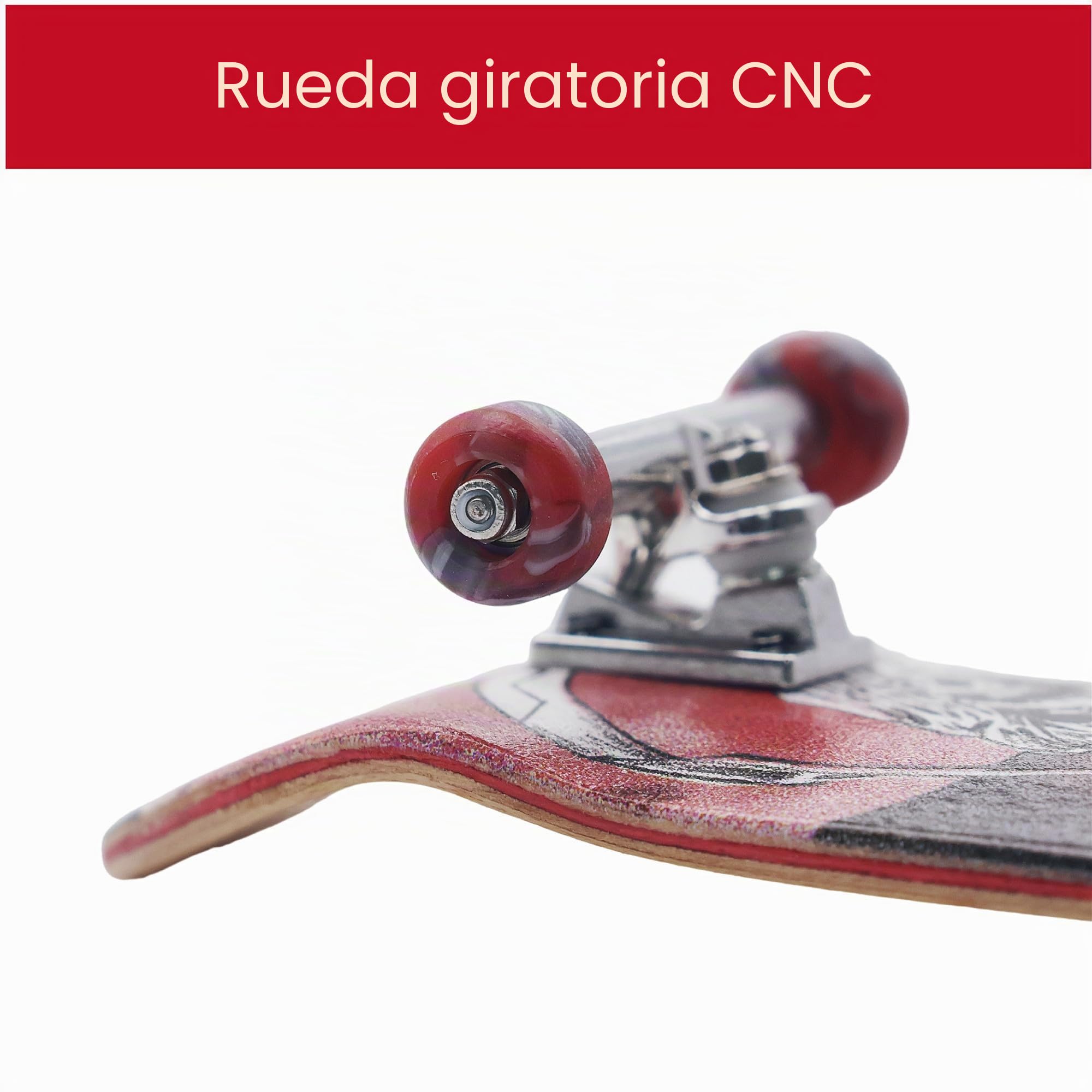 Monopatín de dedos profesional de madera de 34 mm, ruedas de remolino CNC, muerte