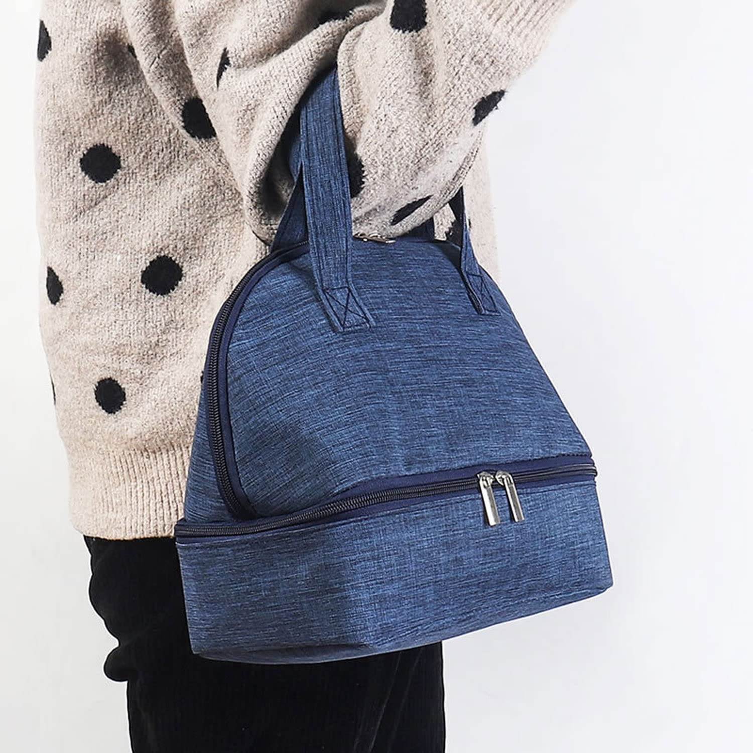 Bolsa para el Almuerzo, Bolsa térmica para el Almuerzo, loncheras Reutilizables, Bolsa térmica para el Almacenamiento, Organizador de bocadillos de Doble Capa para Mujer