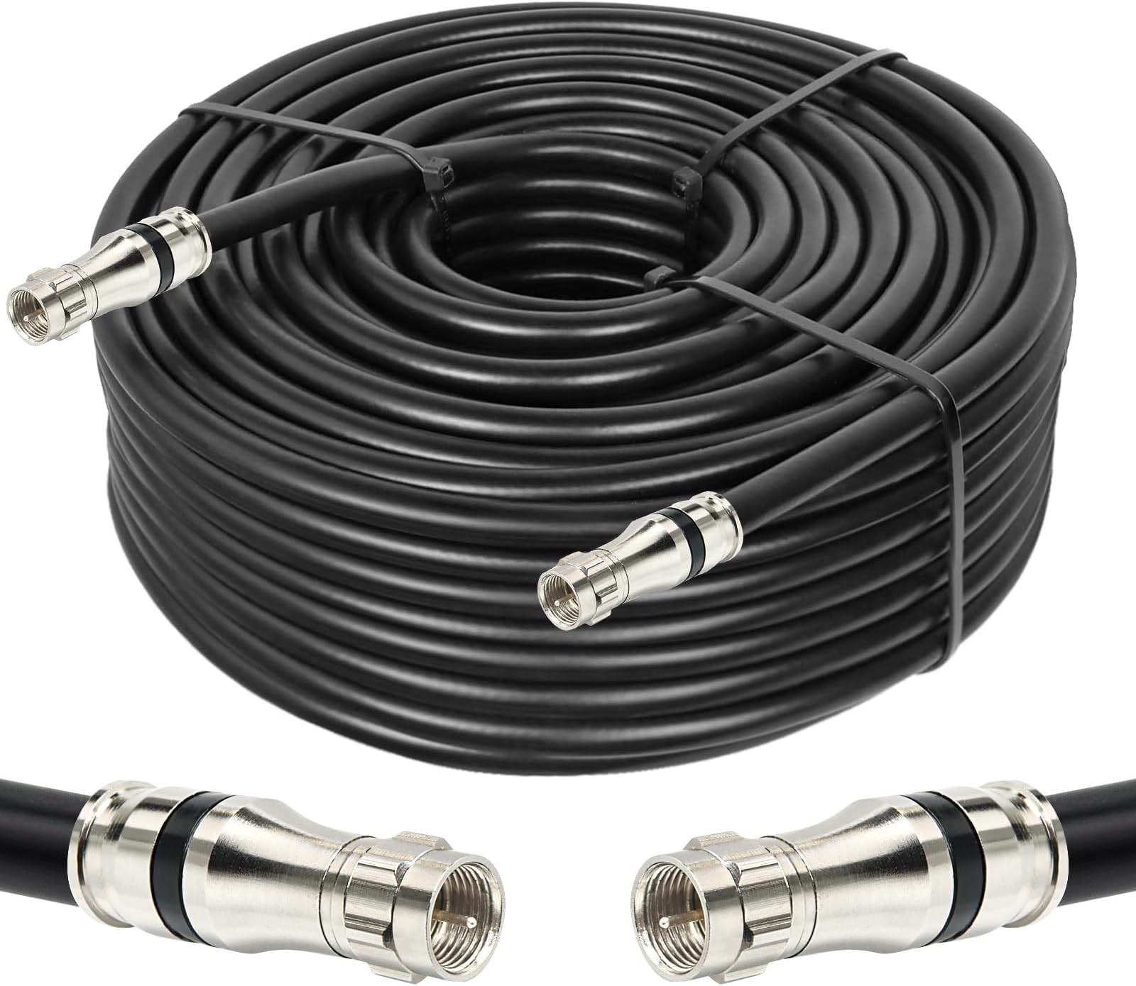 - RG11 Coaxial Cable - 150ft F Type, Low Loss, 14AWG, 75ohm, High Definition for CATV, Satellite, VHF/UHF, Radio, TV Antennas