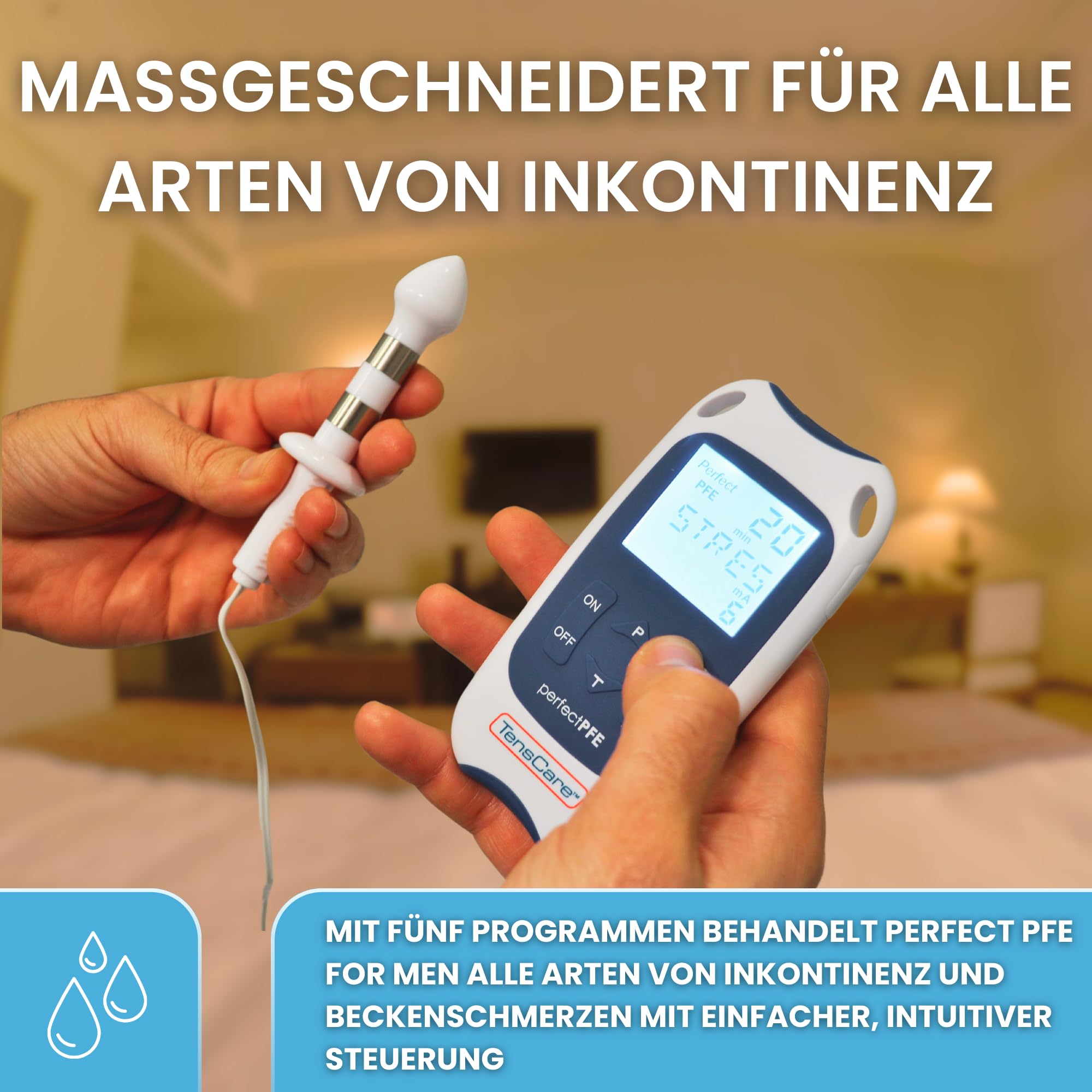 TensCare Beckenbodentrainer für Männer mit 113 ml Gleitgel – Zur Stärkung der Beckenbodenmuskulatur, Unterstützung der Darmfunktion und besseren Kontrolle