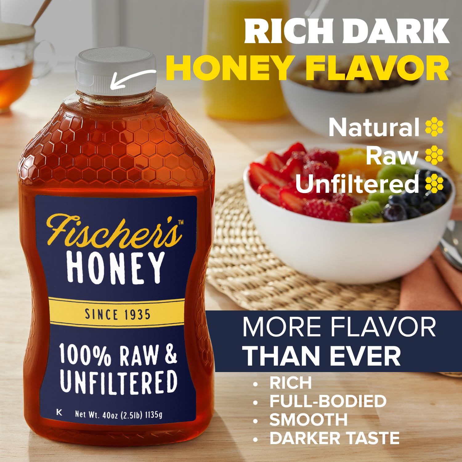 Amazon.com : Fischer's 100% Pure, Raw & Unfiltered Honey - USA