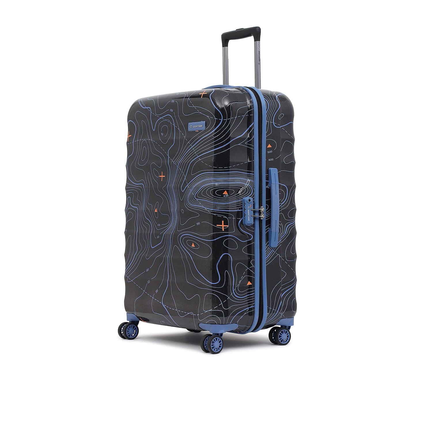 Polyester Topo (Large) 76Cms|Hardshellsided Check-In Artistic_Skate_Wheel Printed Trolley Bag|8 Wheel Sustainable Travel Bag With Tsa Lock&Anti-Theft Zippers|Men&Women (Black),H-75.5 cms