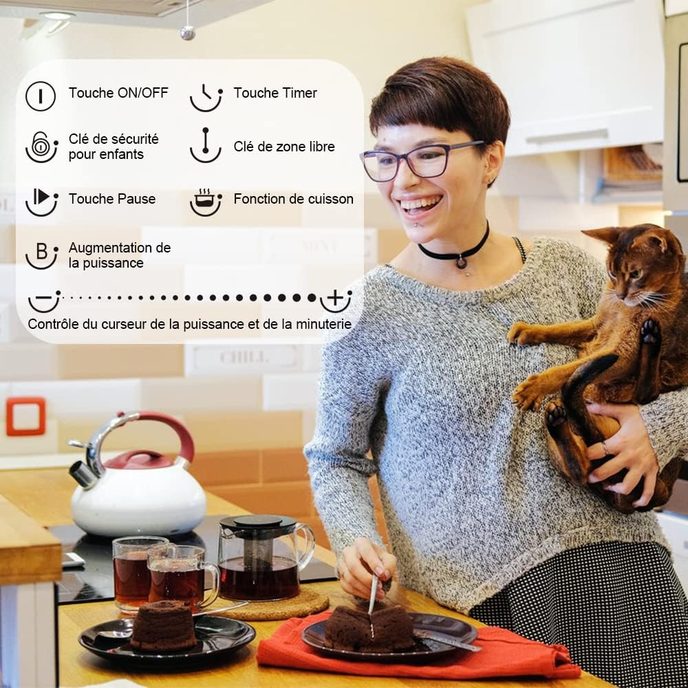 COVERCOOK Piano cottura a induzione, piano cottura elettrico 60 cm, piastra a induzione 4 fuochi,7000 W con zona ponte, controllo touch, blocco di sicurezza per bambini, 220-240 V COVERCOOK Piano cottura a induzione, piano cottura elettrico 60 cm, piastra a induzione 4 fuochi,7000 W con zona ponte, controllo touch, blocco di sicurezza per bambini, 220-240 V