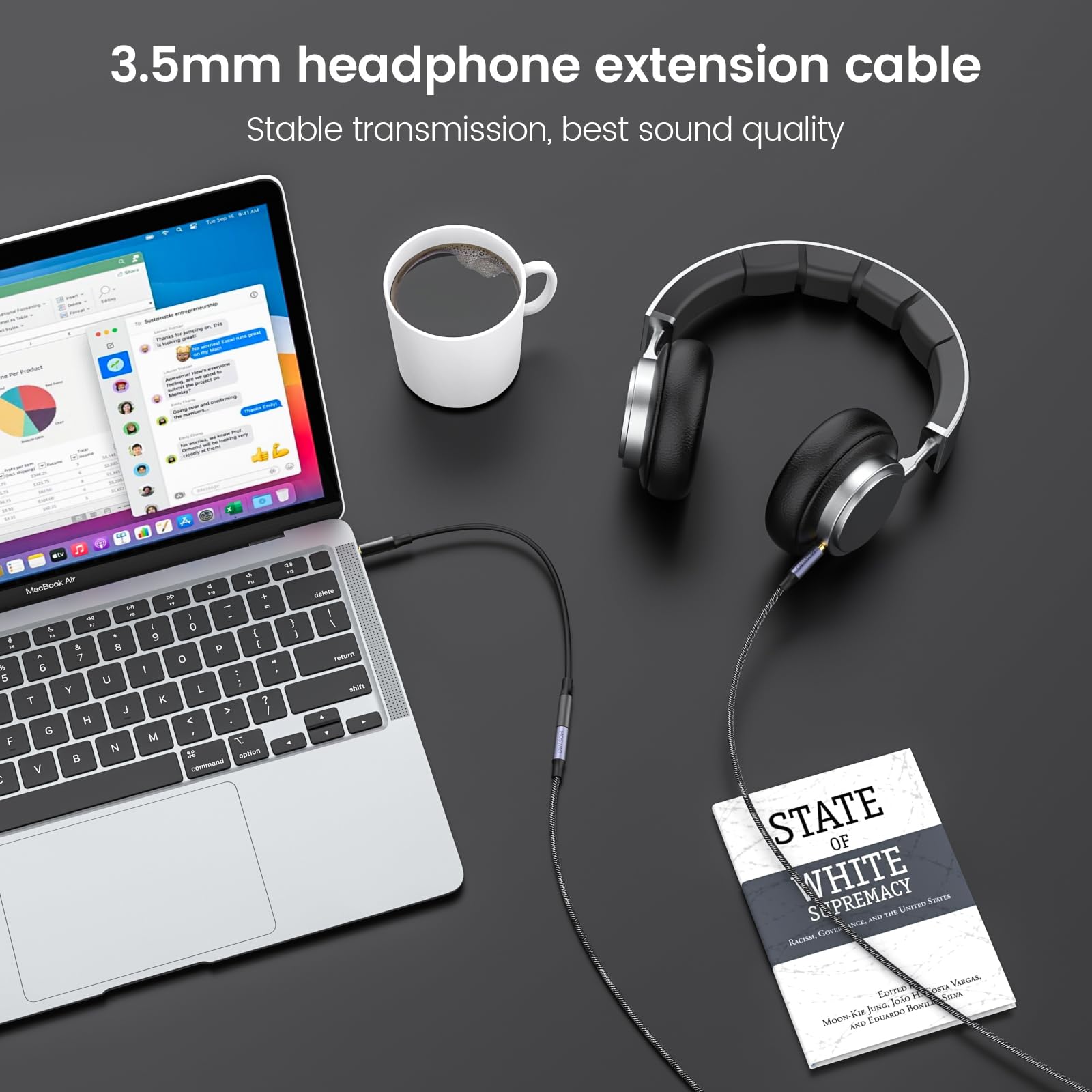 MOSWAG Rallonge Jack Audio 3.5 mm 3 Pôles pour Casque Micro, Nylon Tressé Jack Mâle vers Femelle Câble Extension Audio Stéréo Compatible avec MacBook, IMAC, voitures, téléviseurs, DVD (1M)