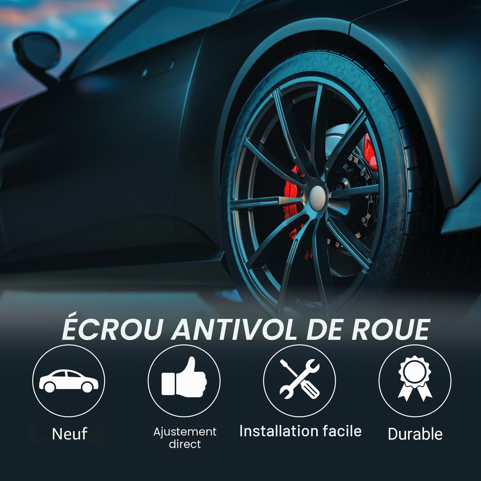 QUARKZMAN Écrou Antivol De Roue Type 041 Pour BMW X1 1 Set Métal | Pour BMW Série 2, Série 7, X3, X5, X6, Z4, Blanc, Blue, Métal, 28.5x36.4mm, Résistant À L'Usure, Durable, Anti-Rouille