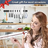 Vista 6 de Dmore soporte magnético para cuchillos de pared—con 4 ganchos, Sin Perforación, tira magnética negra de 23 pulgadas para cuchillos, potente estante