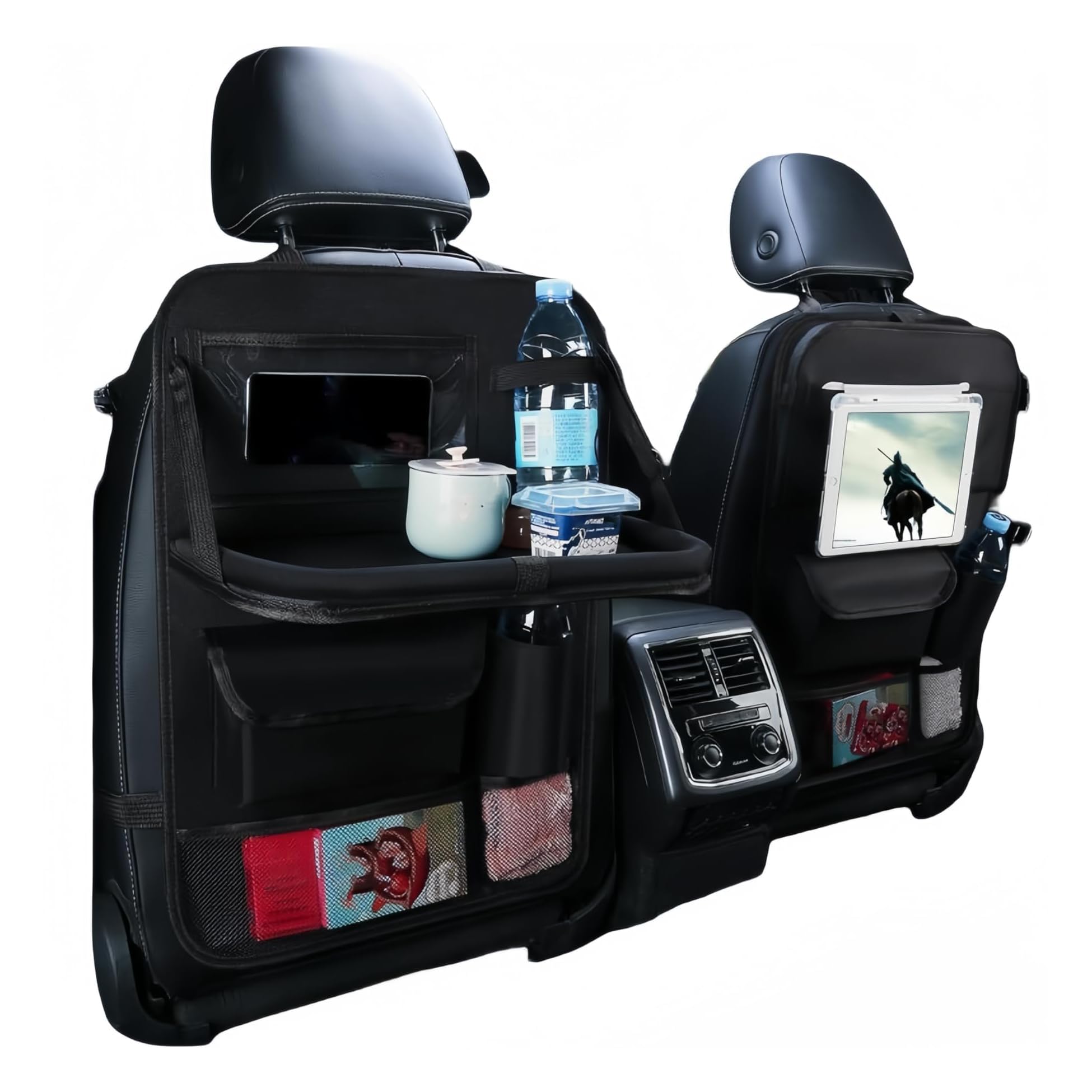 2 Pezzi Organizer Auto per Jeep Compass Latitude Renegade, Pieghevole Organizer Sedile Posteriore Auto Impermeabile Organizer Auto Bambini Porta Oggetti Auto,Black