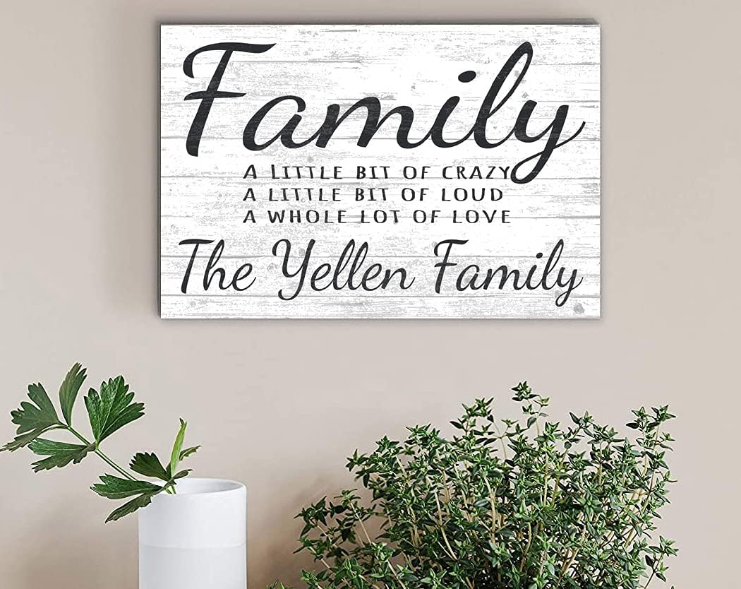 Crazy Family Name Sign Custom Farmhouse Decor for Home Vintage Style Humorous Wall Art SOLID WOOD 16.5in x 10.5in