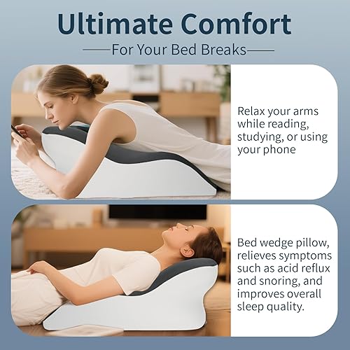 Miniatura 2 de Almohada ergonómica propensa de cuña, almohada de cama multifuncional, almohada de lectura, ideal para descansos de cama, masaje, lectura, soporte