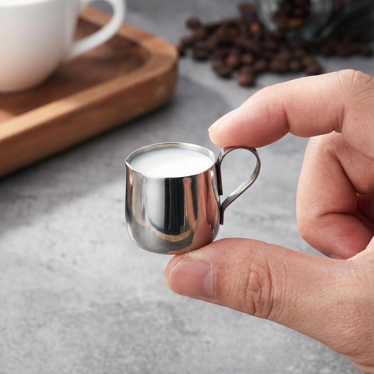 2Pcs Mini Milk Frothing Pitcher, Espresso Coffee Creamer Cup,1oz+0.4oz