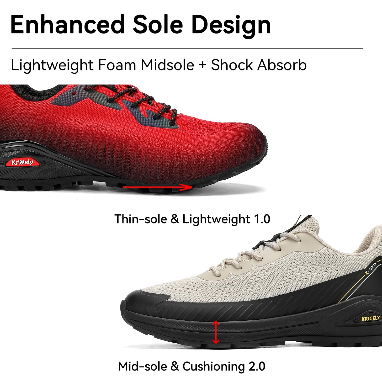 Kricely Zapatillas de Trail Running Hombre Zapatillas de Trekking Zapatos de Senderismo Ligero Antideslizantes AL Aire Libre Deporte Tenis Sneakers