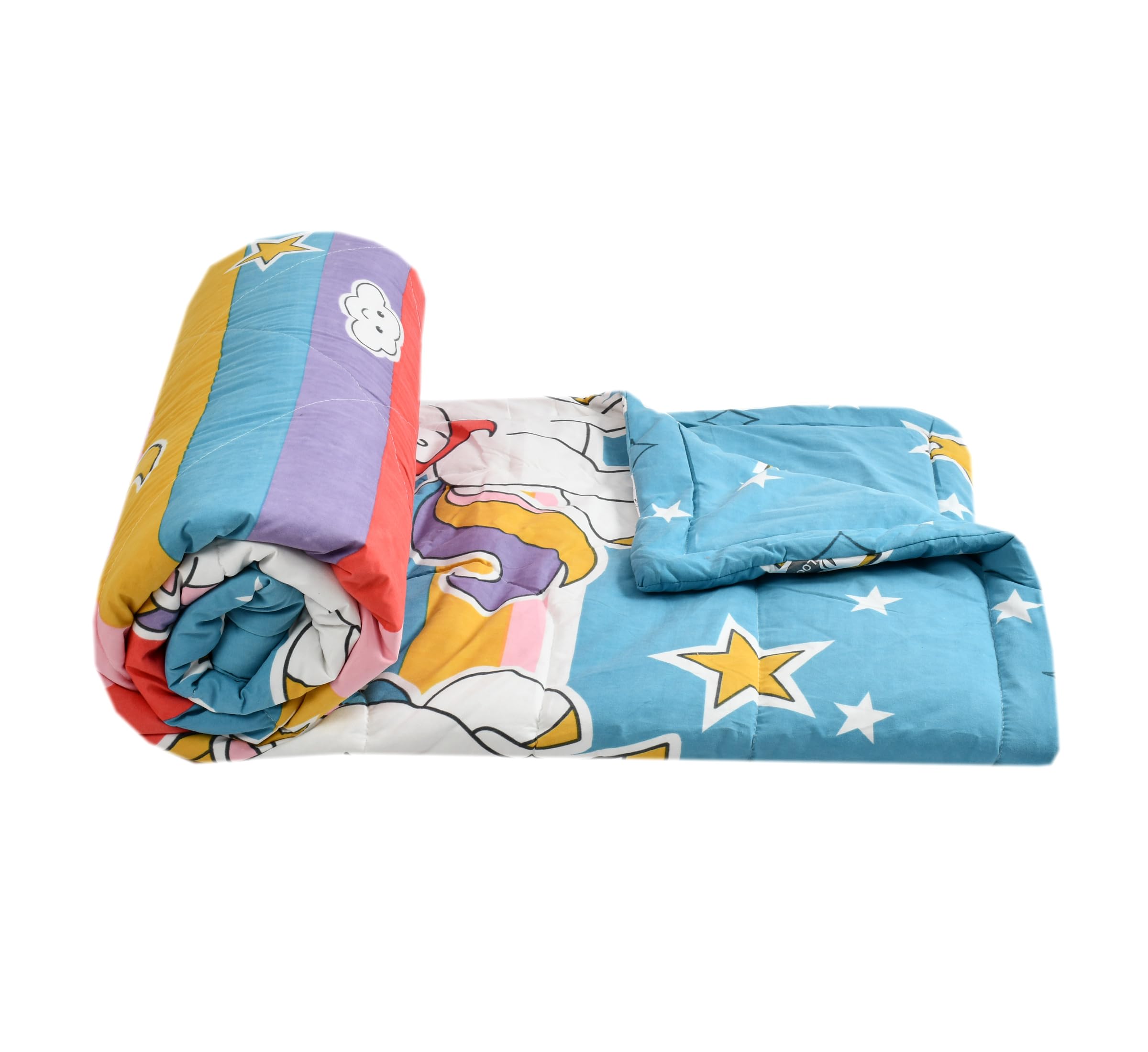 Double Bed Cartoon Printed Blankets for Kids|Dohar for Kid Boys & Girls|Glace Cotton Soft Children Comforters|All Seasons Blankets (90x100 Inches|Unicorn Multicolor)| TC - 144