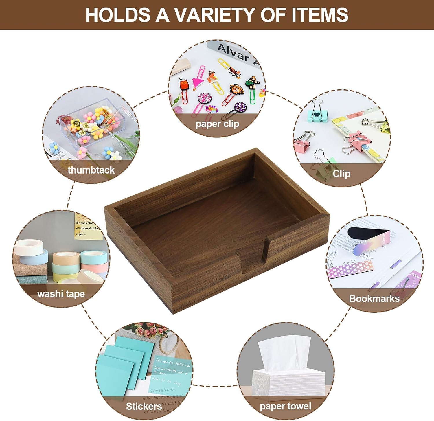 MultiBey Walnut Wood Sticky Note Holder, 4x6 Inch Notepad Holder Dispenser image 3