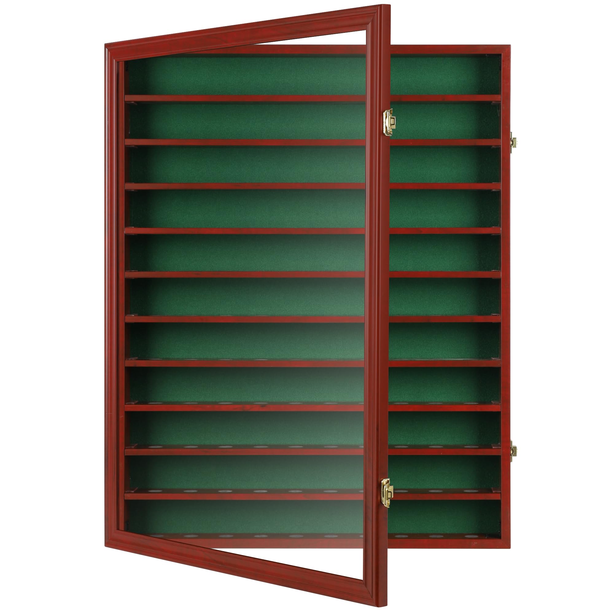 DisplayGifts Vitrina de Pared para 110 Pelotas de Golf, Caja de Sombra para Puerta acrílica, protección UV, Acabado Cerezo