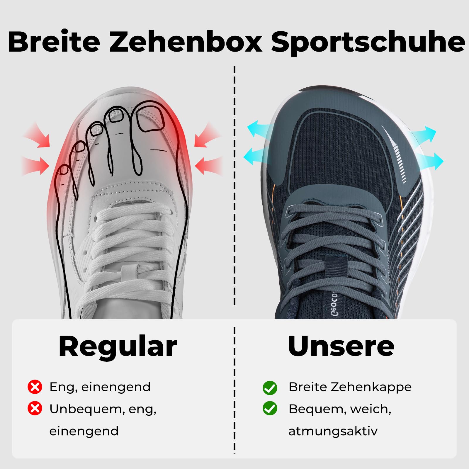 Breite Zehenbox Sportschuhe Herren Laufschuhe