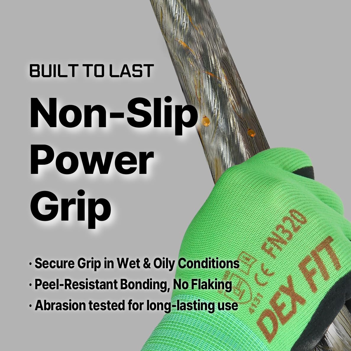 DEX FIT FN320 Gants de Travail Nylon Nitrile, Confort 3D Mains Nues, Légers & Flexibles, Grip Antidérapant, Compatibles Écran Tactile, Respirants & Lavables, Vert 8 (M) 3 paires - 4