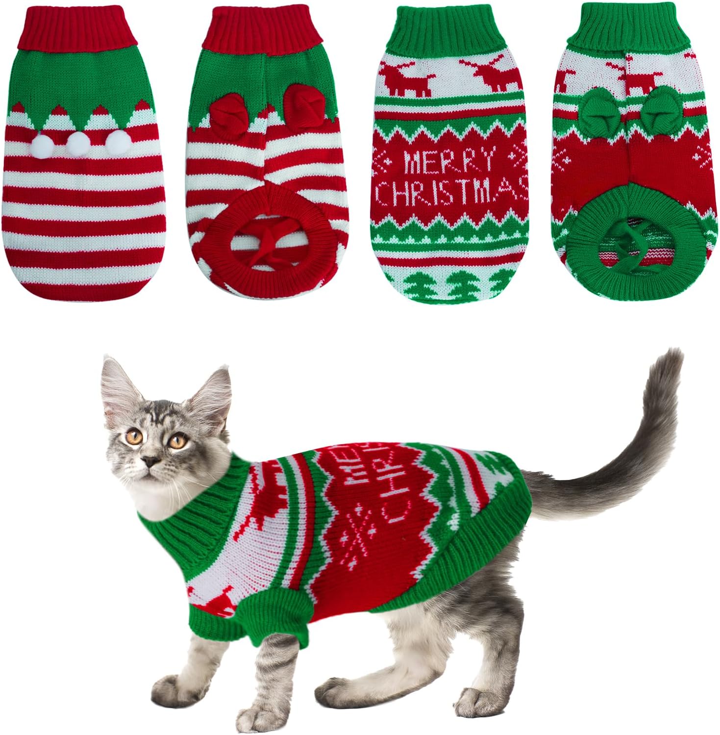 choyaxo 2 Packs Cat Christmas Sweater