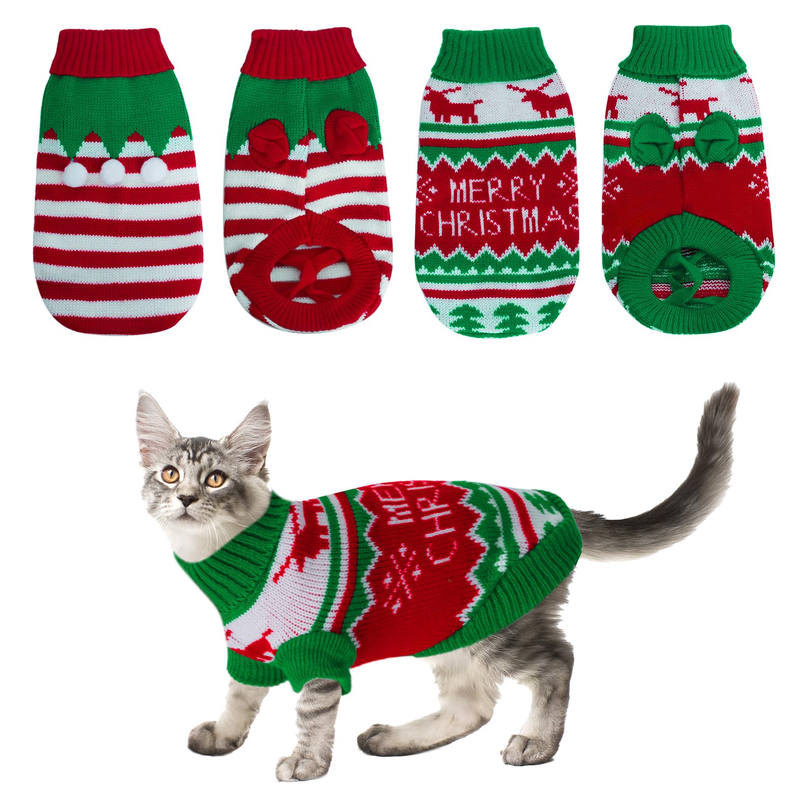 choyaxo 2 Packs Cat Christmas Sweater