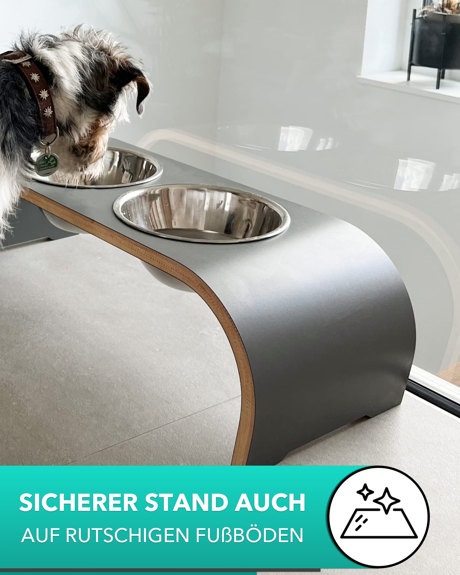 Hundenapf Futterstation - 2er Futternapf Hund erhöht - Doppel Fressnapf Hunde - Hund - Wassernapf Hunde Doppelnapf - Dog Feeding Station (M, Weiß)