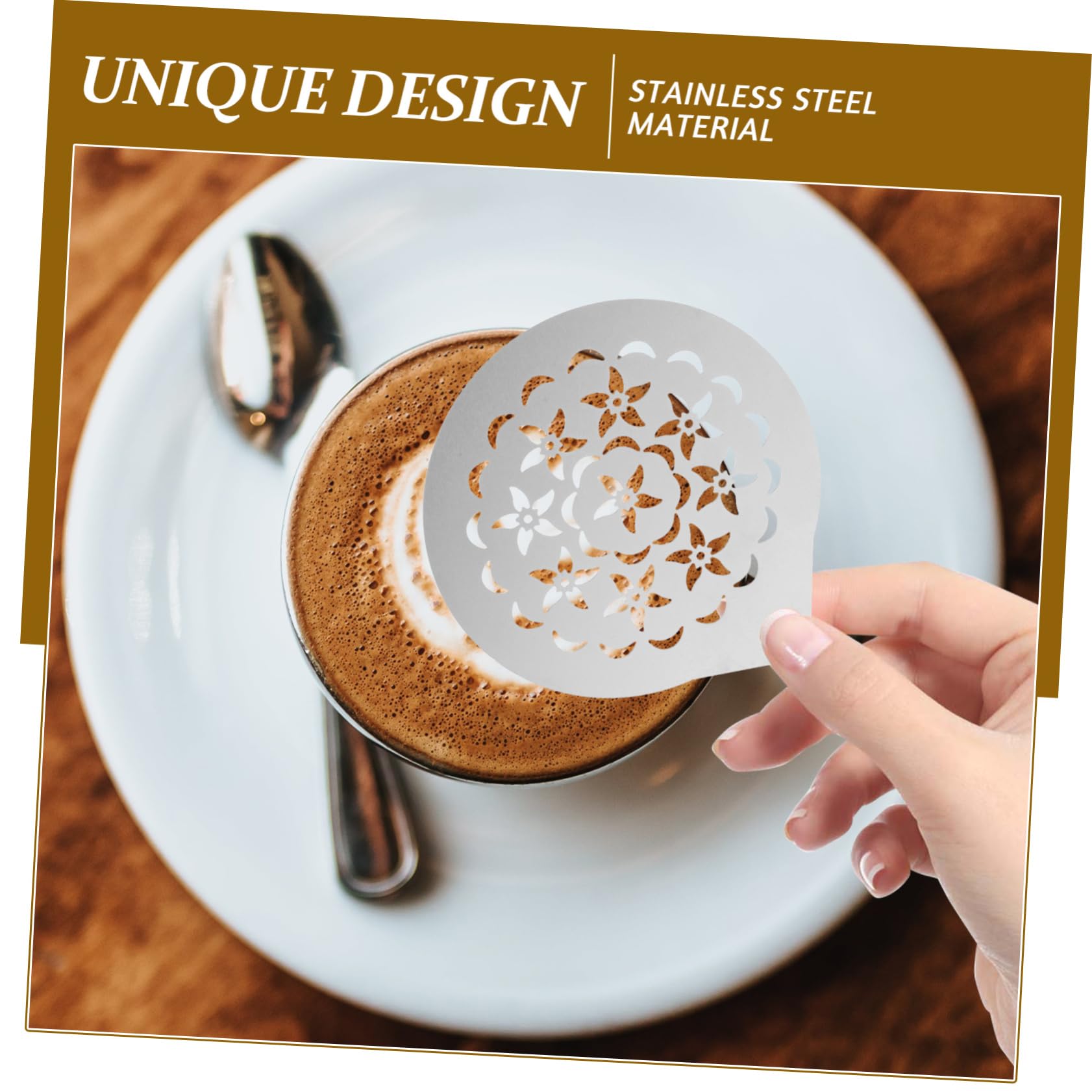Ciieeo 3juegos Plantillas De Café Inoxidable Para Decoración De Latte y Cappuccino Moldes Reutilizables Para Arte De Leche Fácil De Limpiar y Usar