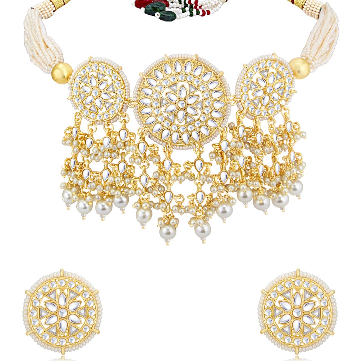 Sukkhi Modern Kundan Gold Plated Pearl Choker Necklace Set For Womens (Skr85684) (B0B34YQD7Q) Amazon Price History, Amazon Price Tracker