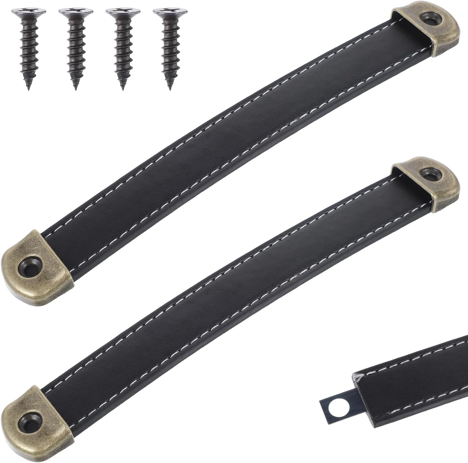 Mabor 2 Pcs Leather Handles for Drawers Leather Trunk Handles Leather ...