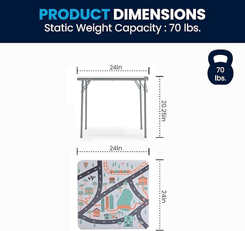 Miniatura 11 de Flash Furniture Mindy Kids - Juego de mesa y sillas cuadradas plegables de 5 piezas para guardería y aulas, juego de mesa de actividades y sillas