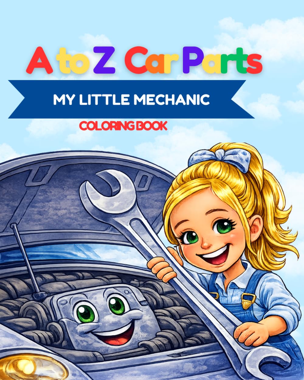 A to Z Car Parts with My Little Mechanic Coloring Book: A Fun Alphabet Coloring Book for Kids Who Love Cars, Tools, and Learning ABCs