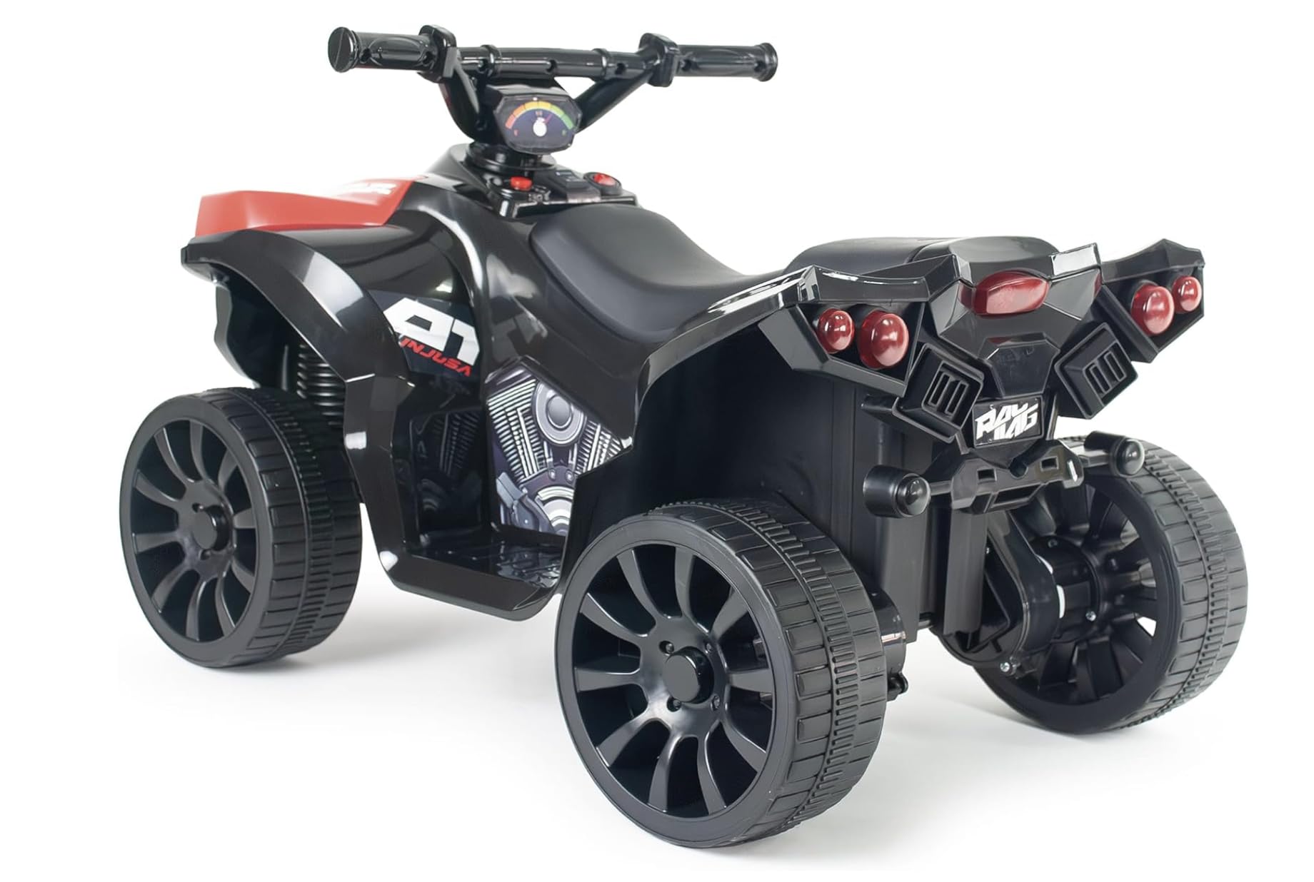 Quad Eléctrico Infantil 6V Rojo - Quad Racing para Niños +18 Meses con Marcha Atrás + Luces LED + Sonidos + Pedal Acelerador + Freno Eléctrico - Vehículo Eléctrico Niño Niña - INJUSA