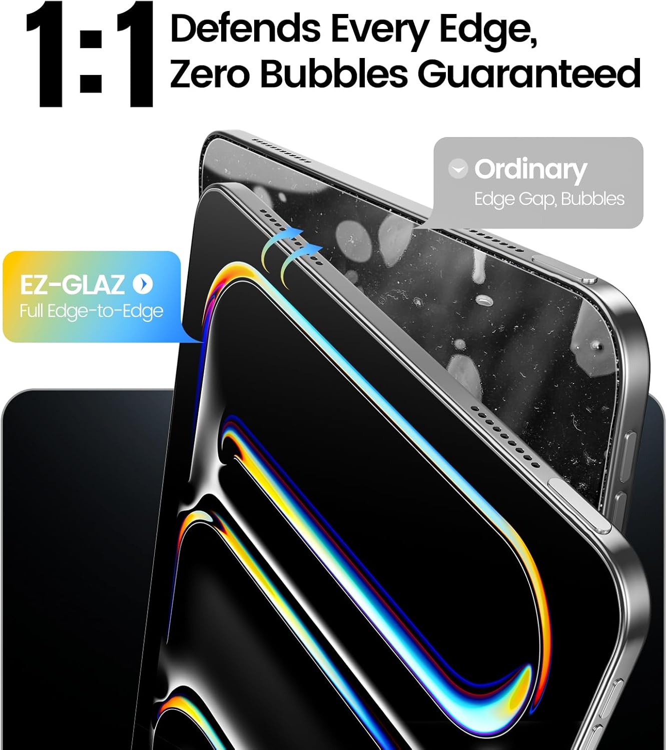 EZ-GLAZ-2 Pack for iPad Pro 13 Inch Screen Protector M5/M4 (2025/2024), Military-Grade Shatterproof, 9H+ Tempered Glass with Installation Box, Anti-Scratch, Apple Pencil Compatible, HD Clarity, Bubble Free