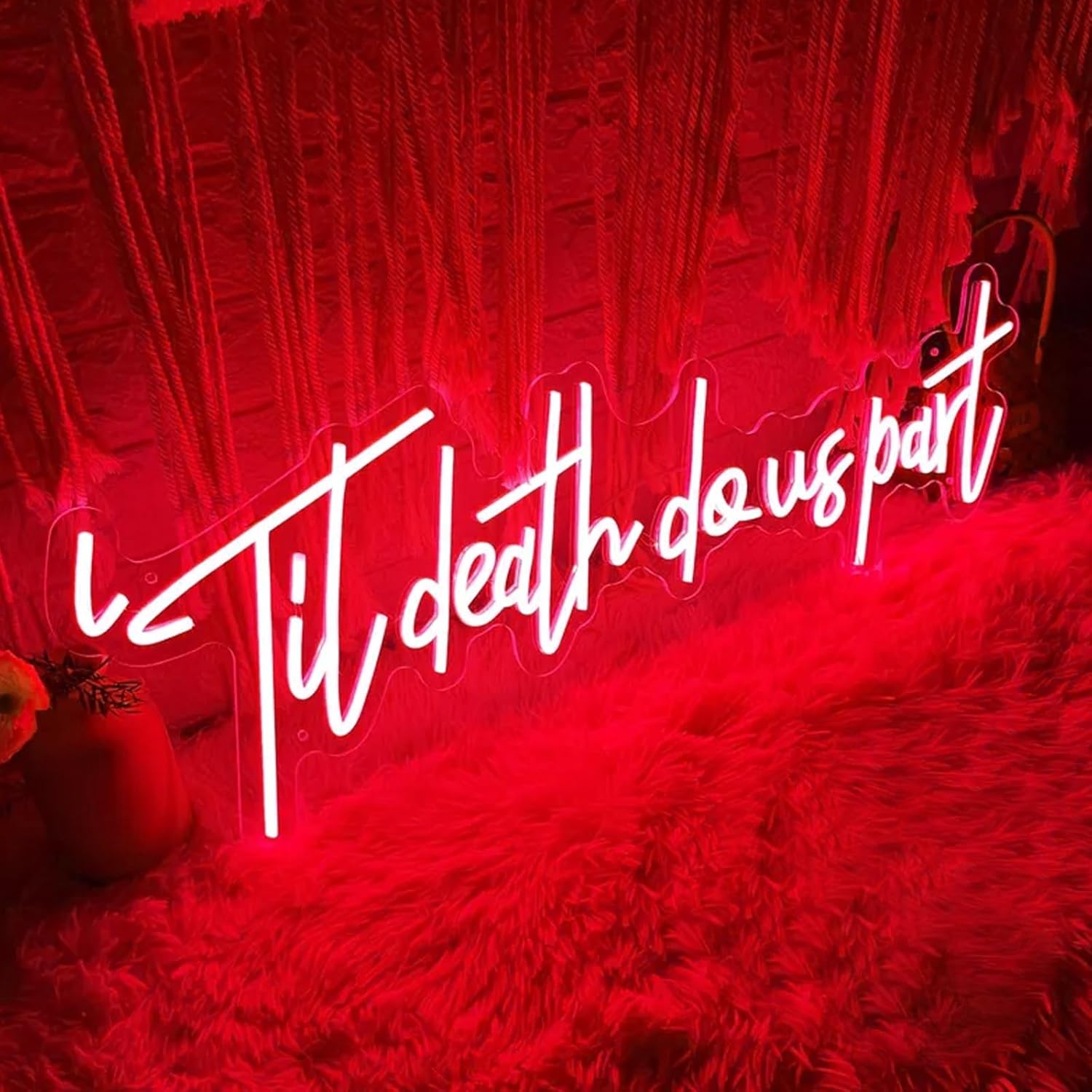 Til Death Do Us Part Neon Sign LED Neon Light Up Signs Wall Art Decor for Wedding Home Party Decoration 28 inches