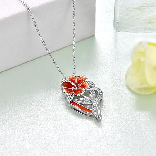 Miniatura 3 de Colgante de flor de plata de ley 925, hibisco, girasol, joyería de plata esterlina, regalo para mujer