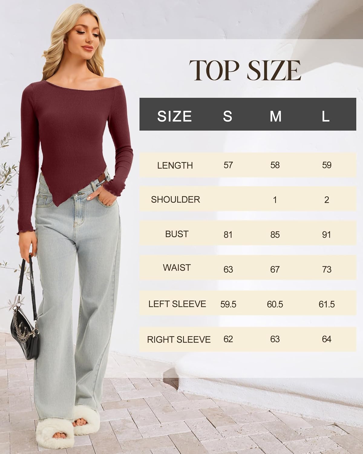 Women's Off Shoulder Long Sleeve Shirts Knit Tee Shirts Slim Fit Going Out Tops Y2K Fall Trendy Fashion - Image 7