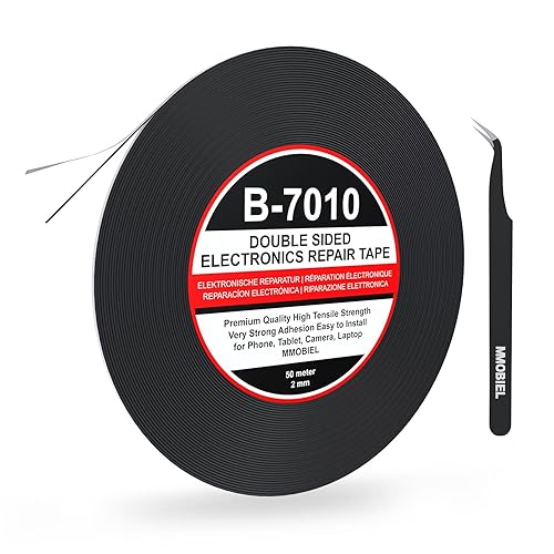 MMOBIEL Cinta adhesiva fuerte de doble cara de 0.197 in de largo rollo de 164.0 ft (negro) para reparación de tabletas de teléfonos inteligentes