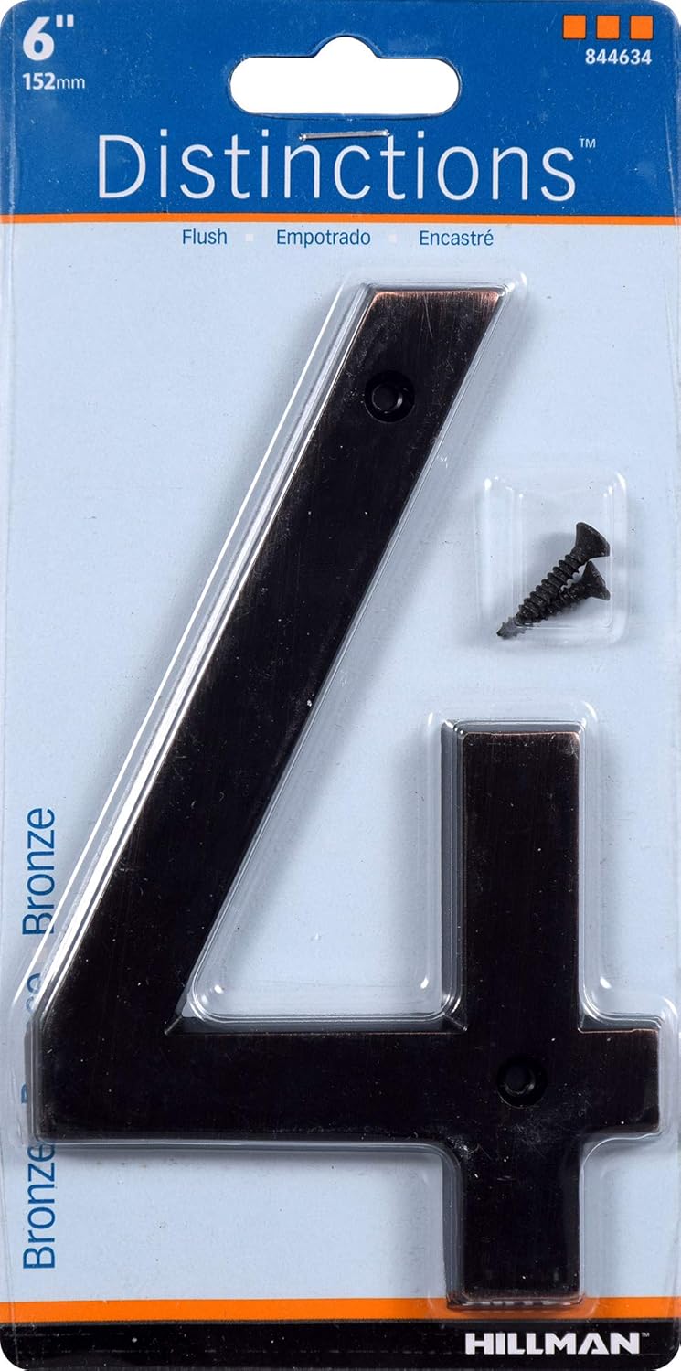 Distinctions Bronze House Number 4 Old World Style 6 Inch" 844634