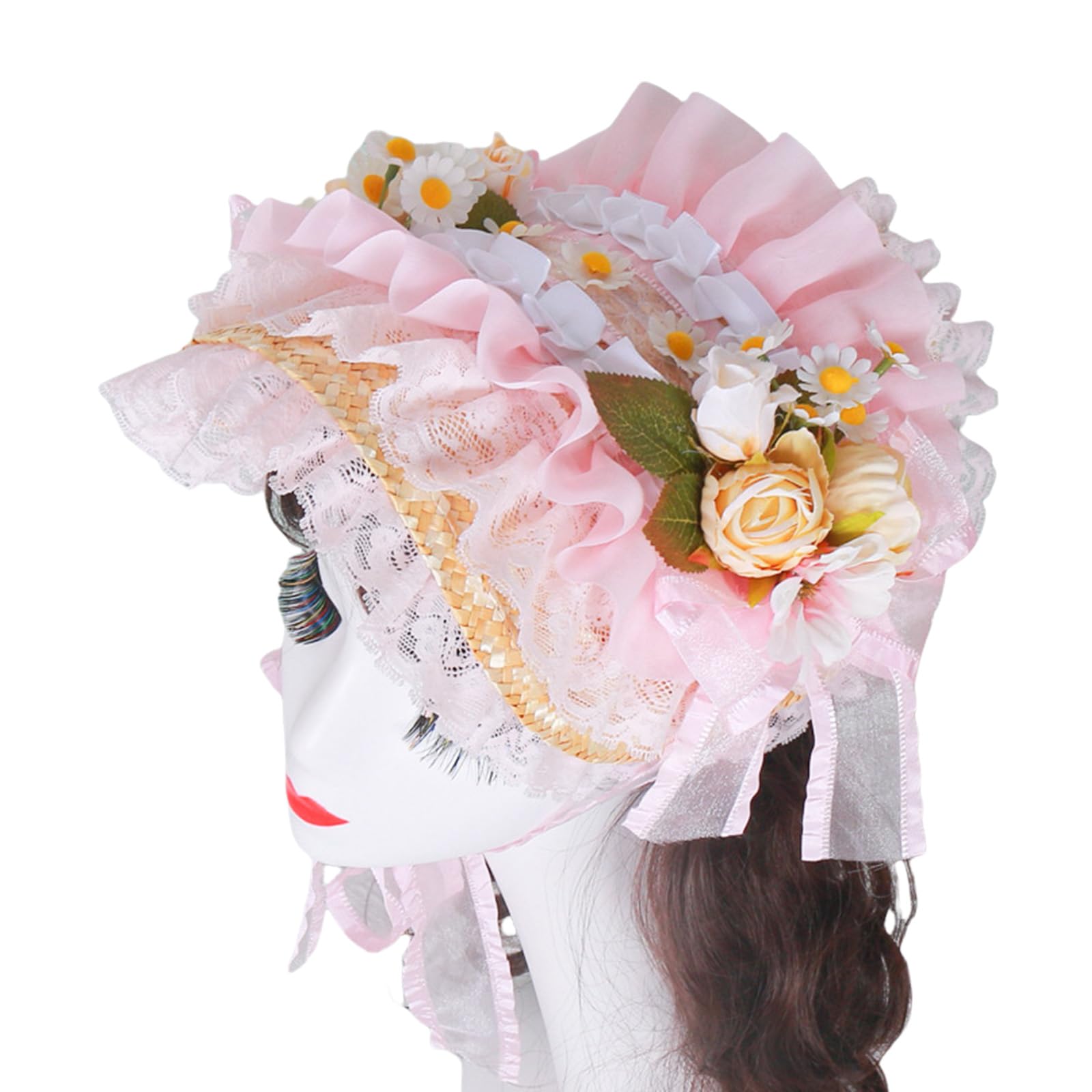 Elegante cappello fascinator in pizzo con fiocco in paglia per feste a tema vintage e vacanze al mare accessorio alla moda