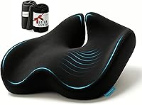 Sitcushion Extra Large Memory Foam Seat Cushion for Office Chairs - Tailbone Sciatica Back Pain Relief, Ergonomic for Long Sitting & Driving (Black)