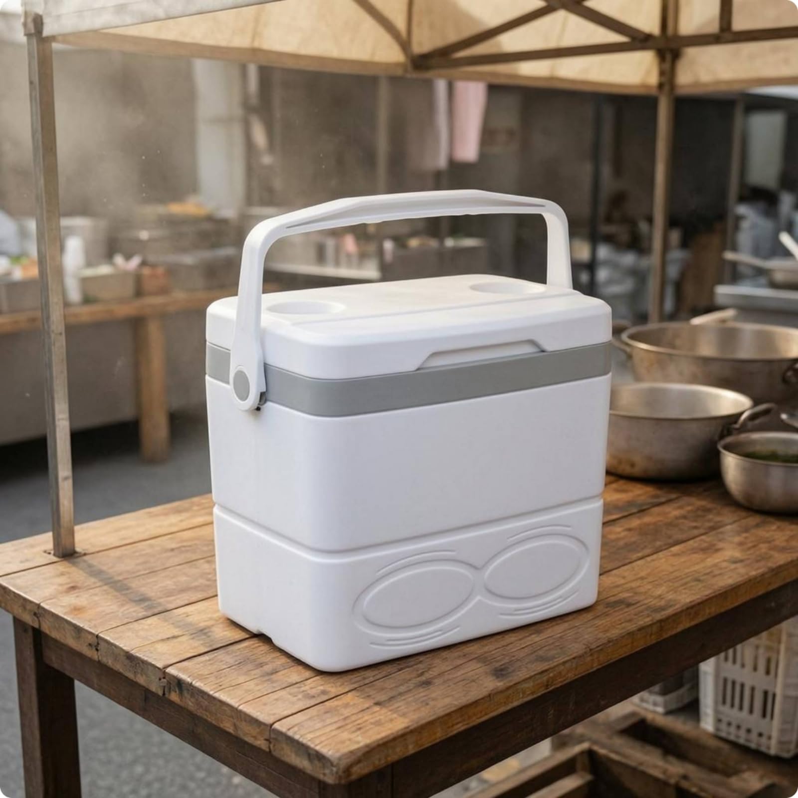 Contenitore Termico Rigido Frigo Portatile Ghiacciaia Box Isolante con Chiusura Sicura Guarnizione Anti Dispersione Interno PP Blocchi Ghiaccio Adatto