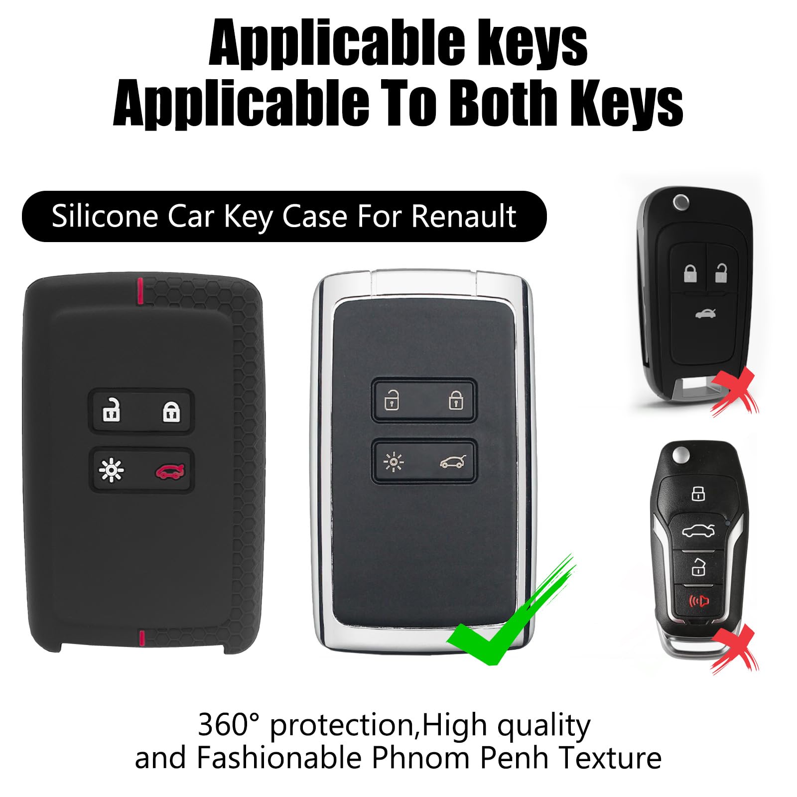 Funda De Llave Para Renault Y Dacia - Silicona TPU, 4 Botones, Compatible Con Clio, Megane, Duster Y Más